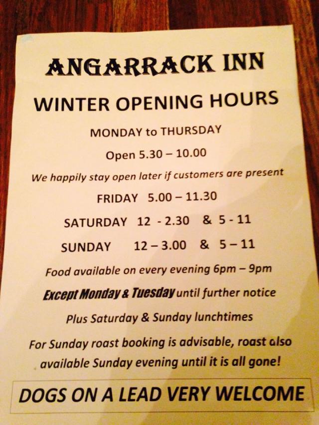 Angarrack Inn - Hi guys!! Here's our Winter Opening Hours :)